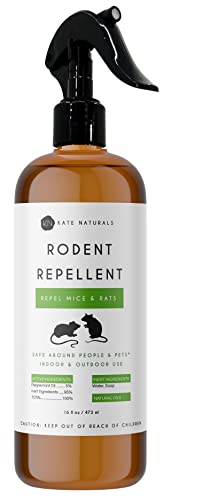 Rodent Repellent Spray with Peppermint Oil (16oz) by Kate Naturals. Mice Repellent with Peppermint Oil to Repel Mice and Rats. Non-Toxic Peppermint Spray for Rodents, Raccoons Outdoors. Made in USA