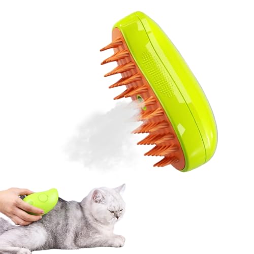 RUOPAN Steamy Cat Brush - 3 In1 Cat Steamy Brush, Self Cleaning Steam Cat Brush, Cat Steamer Brush for Massage, Cat Hair Brush for Removing Tangled and Loosse Hair
