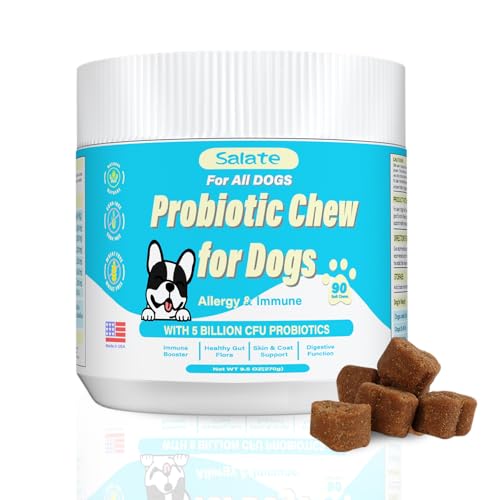 Salate Probiotics for Dogs, Dog Probiotics Digestive Enzymes for Gut Flora, Digestive Health, Diarrhea & Bowel Support Functional Dog Supplement Soft Chew for Pet Immune System