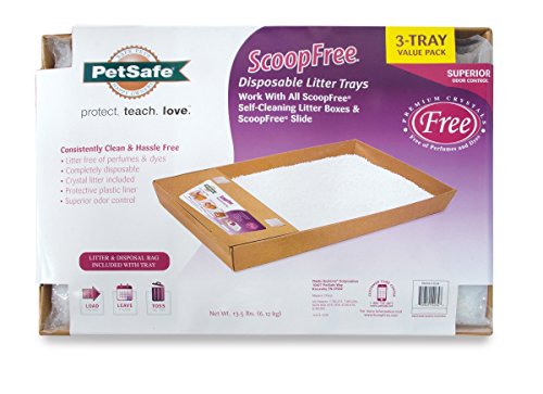 ScoopFree by PetSafe Pack 3 Cat Litter Box Tray Refills with Sensitive Non Clumping Crystals