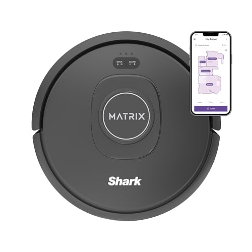 Shark RV2310 Matrix Robot Vacuum with Self-Cleaning Brushroll for Pet Hair, No Spots Missed on Carpets and Hard Floors, Precision Home Mapping, Wi-Fi Black/Silver, 0.5 Quarts