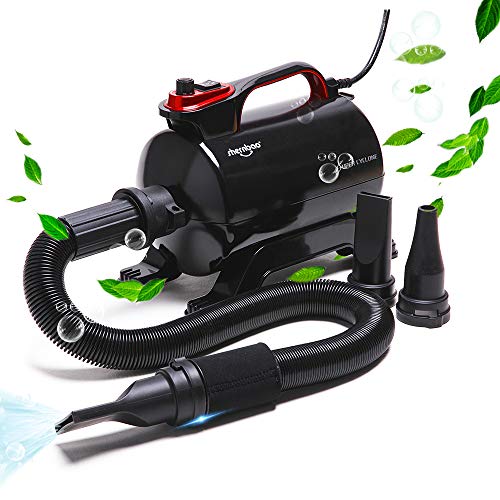 shernbao High Velocity Professional Dog Pet Grooming Hair Drying Force Dryer Blower 5.0HP (Super Cyclone) SHD-2600P (Black)