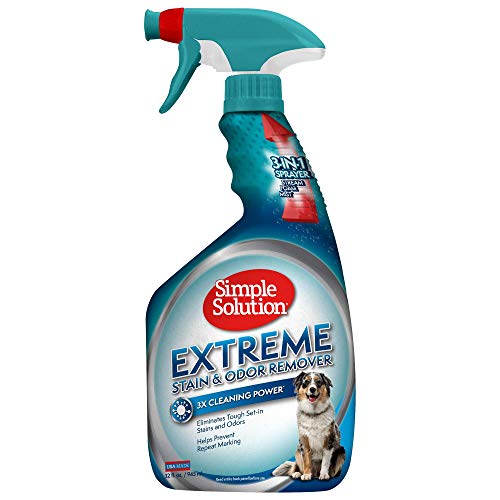 Simple Solution Extreme Pet Stain And Odor Remover, Enzymatic Cleaner With 3X Pro-Bacteria Cleaning Power, 32 Ounces