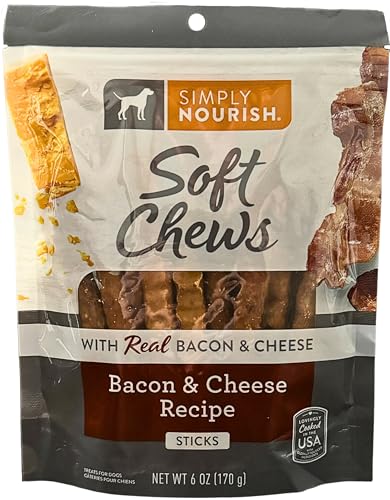 SIMPLY NOURISH Soft Chews (1) Real Bacon & Cheese Recipe Sticks 1-6 OZ (170g) Bag