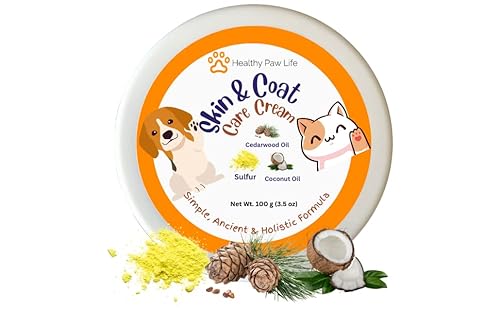 Skin and Coat Care Ointment for Pets - Itchy or Dry Skin, Wounds, Hot Spots – Sulfur, Cedarwood Oil, Coconut Oil – Preventive, Protective and, Soothing Ointment for Pets - Dogs, Cats, Puppies, Kittens