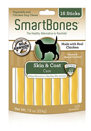 SmartBones Skin And Coat Care Sticks 16 Count, Rawhide-Free Chews For Dogs, With Omega Fatty Acids