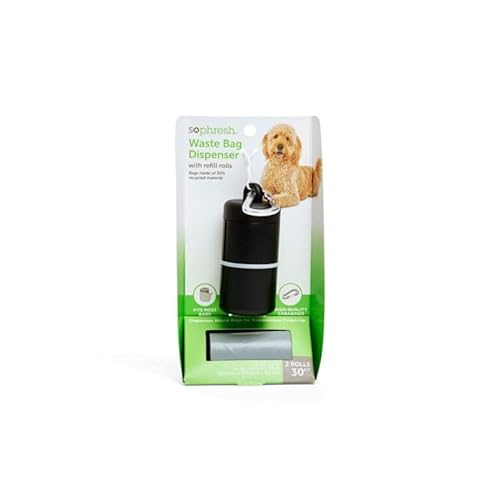 So Phresh Black Dog Waste Bag Dispenser with Refill Rolls