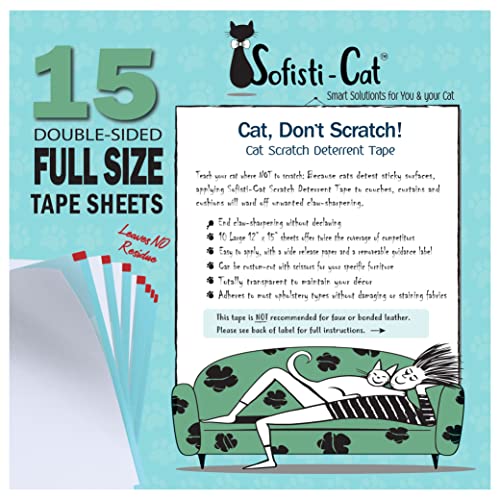 Sofisti - Cat Scratch Deterrent Tape for Furniture – 15 Double Sided Anti Scratching Sticky Tape - Cat Scratch Furniture Protector – Cat Training Tape Teaches Your Kitty Not to Scratch Your Couch