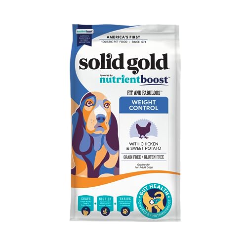 Solid Gold Nutrientboost Fit and Fabulous Dog Food - Dry Dog Food for Weight Control - Digestive Probiotics for Dogs - Grain & Gluten Free - High Fiber & Low Fat - Superfoods & Antioxidants - 22 LB