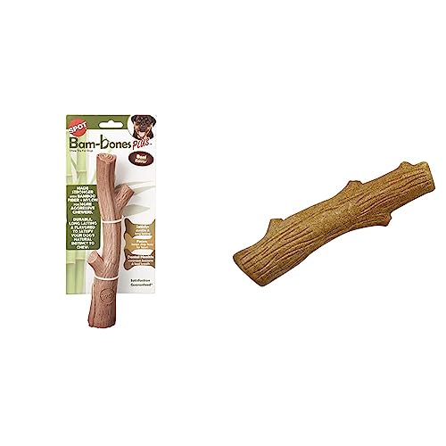 SPOT by Ethical Products- Bambone Bamboo Stick Durable Dog Chew Toy for Aggressive Chewers – A Non Splintering Alternative to Real Wood - Large & Petstages Dogwood Wood Alternative Dog Chew Toy, Large