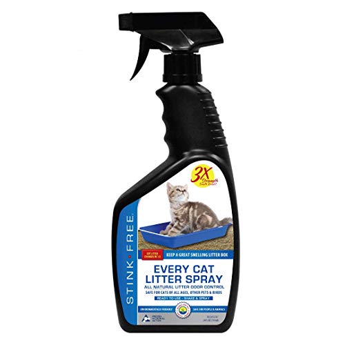 Stink Free Every Cat Litter Spray Odor Eliminator - Urine Enzyme Cleaner & Deodorizer Cuts Litter Box Changes in Half! 24 oz Cat & Pet Odor Deodorizer