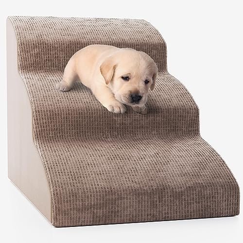 Sturdy Dog Stairs and Ramp for Beds Or Couches by ZICOTO - Durable Easy to Walk on Steps for Small Dogs and Cats - Allows Your Pets Easy Instant Access to Your Sofa or Bedside Up to 22" High