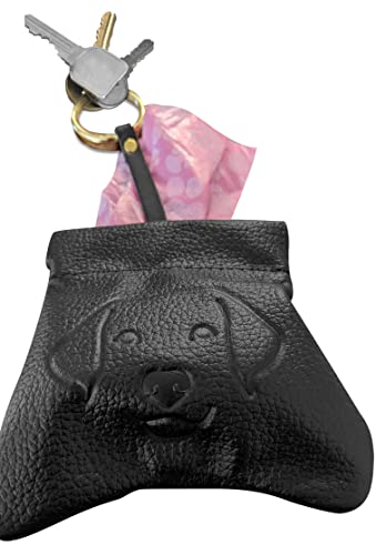 "Stylish and Convenient Labrador Leather Coin Purse with Dog Poop Bag Dispenser, Squeeze-to-Open Pouch, Extra Wide Bottom for Keys, Credit Cards, Earbuds, and Masks – Or Use it as a Dog Treat Holder and Change Purse for Labrador Lovers"