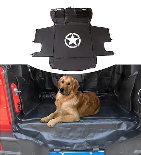 Sukemichi Dog Cargo Liner for Jeep, Pet Cargo Trunk Liner Mat Cover for 2007-2023 Jeep Wrangler JK JL 4 Doors, Scratch-Resistant, Non-Slip, Waterproof, Easy to Clean Oxford