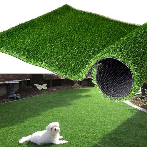 SUWUYUE Artificial Grass Turf Rug, 0.7" Fake Grass Faux Thick Outdoor Rug 3FT x 3FT Synthetic Mat Astroturf with Drain Holes for Dogs Garden Lawn Landscape Balcony