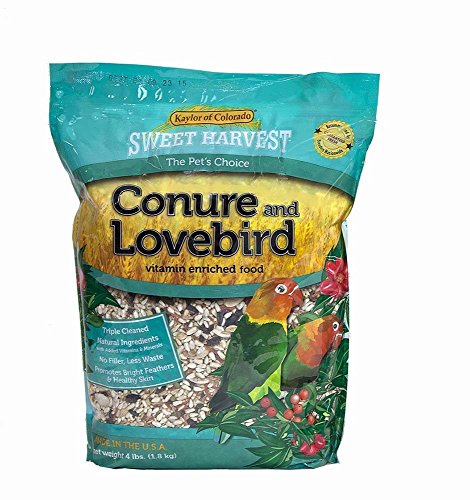 Sweet Harvest Conure and Lovebird Bird Food, 4 lbs Bag - Seed Mix for Conures and Lovebirds