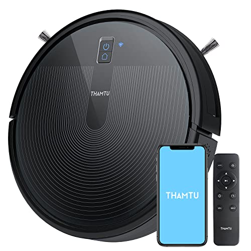 Thamtu G10 Robot Vacuum with 2700Pa Strong Suction, Super-Thin Robotic Vacuum Cleaner, Compatible with Alexa, Clean Schedule, Self-Charging, Ideal for Pet Hair, Hard Floor, Medium-Pile Carpet