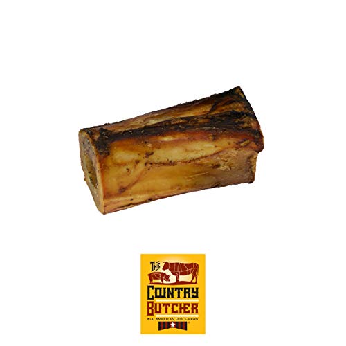 The Country Butcher 4" Beef Marrow Dog Bones for Aggressive Chewers, Large and Medium Breed Dog Treat, Natural, Tough, Chew Toy, Made in The USA, 3 Count