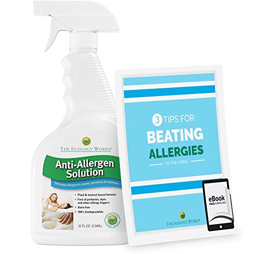 The Ecology Works Solution - Plant-Based Dog & Cat Dander Remover Spray for Relief - For Cleaning Home, Bedding, & Furniture Naturally with Tips