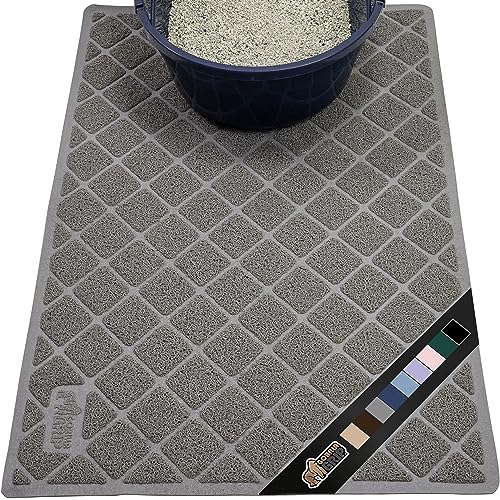 The Original Gorilla Grip 100% Waterproof Cat Litter Box Trapping Mat, Easy Clean, Textured Backing, Traps Mess for Cleaner Floors, Less Waste, Stays in Place for Cats, Soft on Paws, 24x17 Gray