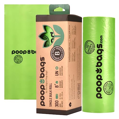 The Original Poop Bags® USDA Certified 38% Plant Based Doggy Poop Bags Refills, Poop Bags for Dogs, Dog Poop Bags Rolls, Doggie Poop Bags - Single Bulk Roll - Leak Proof & Strong Doggy Bag, Unscented