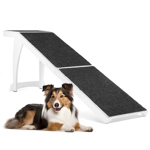 TOFUUMI Dog Ramp for High Bed, Pet Bed Ramp, Dog Stairs, Cat Ramp, Dog Steps for Elevated Surface up to 28", Suitable for Small to Extra Large Dogs (71 inches)