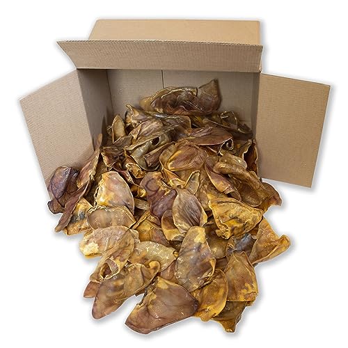 Top Dog Chews – Pig Ears for Dogs, 100 Pack, American Made, Single Ingredient, Thick, Large Dog Treat for Small, Medium or Large Dog Breeds, Bulk Dog Chews