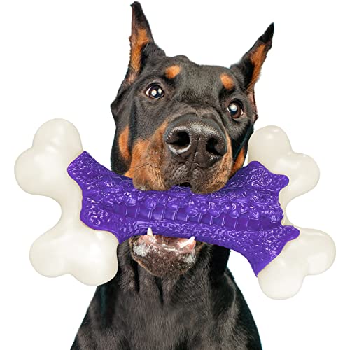 Tough Dog Chew Toys for Aggressive Chewers Large Medium Breed, Kseroo Durable Bone Toy Dog, Natural Nylon Heavy Duty Extreme Indestructible Teething Training