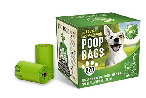 UNNI 100% Compostable Dog Poop Bags, Extra Thick Pet Waste Bags, 270 Count, 18 Refill Rolls, 9x13 Inches, Earth Friendly Highest ASTM D6400, Europe OK Compost Home and Seedling Certified,San Francisco