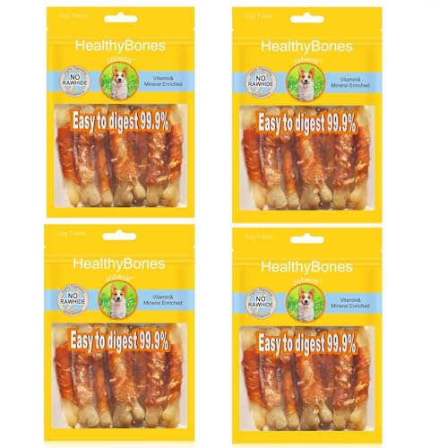 UrbanX HealthyBones Rawhide Free Healthy Foods for Lab Pointer and Other Large Mixed Breed Dogs, Chicken Wrapped Bone Sticks Dog Foods, Soft Chewy Foods for Training Rewards, 28 Count