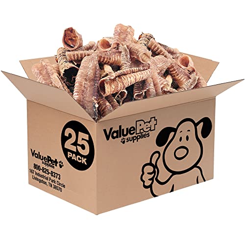 ValueBull Beef Trachea, Premium 5-6 Inch, 25 Count Bulk Pack - Angus Beef Dog Chews, Grass-Fed, Single Ingredient