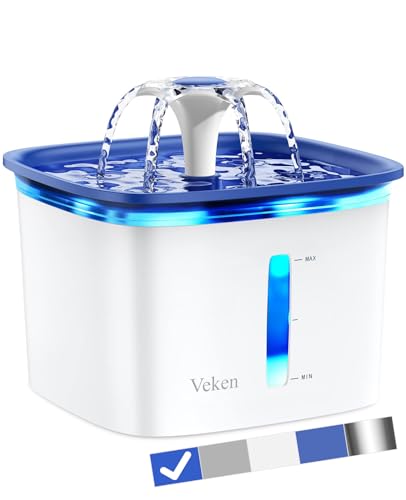 Veken 95oz/2.8L Pet Fountain, Automatic Cat Water Fountain Dog Water Dispenser with Smart Pump for Cats, Dogs, Multiple Pets (Blue, Plastic)