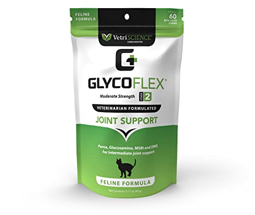 VetriScience GlycoFlex 2 Joint Support Cat Supplements - 60 Chews - Hip and Joint Health Supplement with MSM, DMG and Glucosamine for Cats​