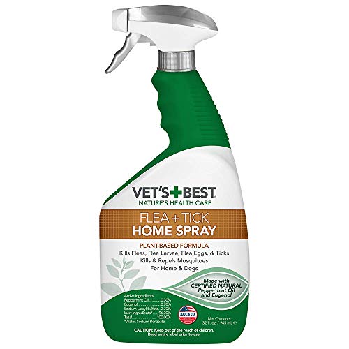 Vet's Best Flea and Tick Home Spray - Dog Flea and Tick Treatment for Home - Plant-Based Formula - Certified Natural Oils,Green - 32 oz