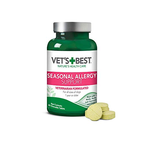 Vet's Best Vet’s Best Seasonal Allergy Relief | Dog Allergy Supplement | Relief from Dry or Itchy Skin | 60 Chewable Tablets