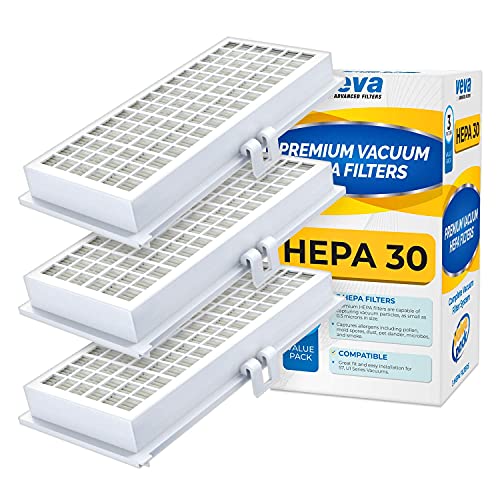 VEVA 3 Pack Premium Vacuum HEPA Filter Set Model SF-HA 30 Works with Miele S7 and U1 Series Vacuum Cleaners