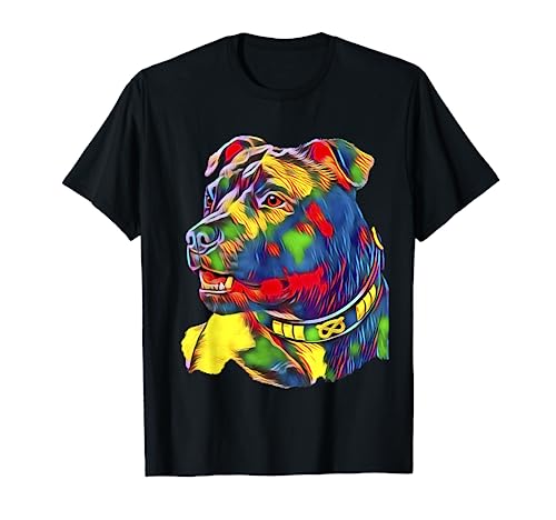 Watercolor Art Colorful American Staffordshire Bull Terrier T-Shirt