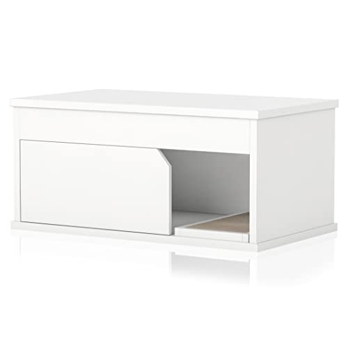 WAY BASICS Cat Litter Box Enclosure Hidden Cat Furniture, White