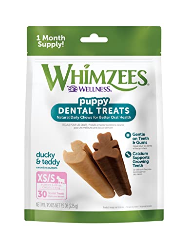 WHIMZEES by Wellness Puppy Natural Dental Chews for Dogs, Long Lasting Treats, Grain-Free, Freshens Breath, Extra Small/Small Breed, 30 count