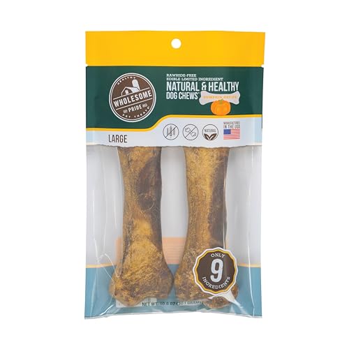 Wholesome Pride Natural & Healthy Pumpkin Highly Digestible Dog Chews, Large - 2 Pack