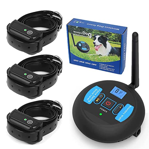 Wireless Fence for Dogs - Rechargeable and Waterproof Shock Collar - Electric Pet Fence for Stubborn Dogs - Safe Effective No Randomly Over Correction - Boundary Fence System for All Dogs,for3dogs