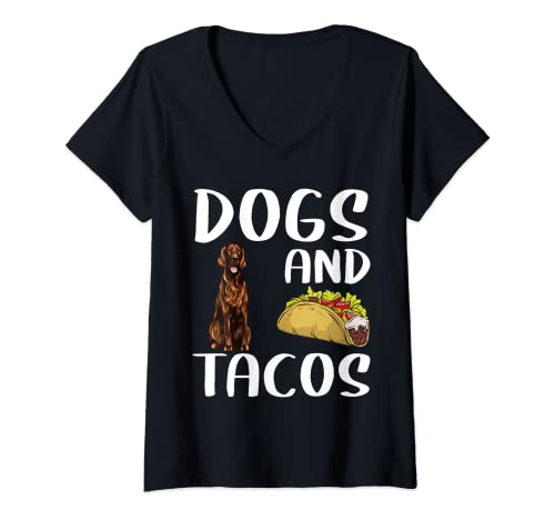 Womens Dogs And Tacos Irish Setter Mexican Food Lovers V-Neck T-Shirt