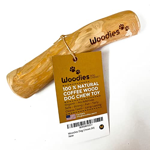 Woodies Dog Chews™ Toys - All Natural, Coffee Wood, Safe, Healthy, Fun, Multiple Sizes - (M)