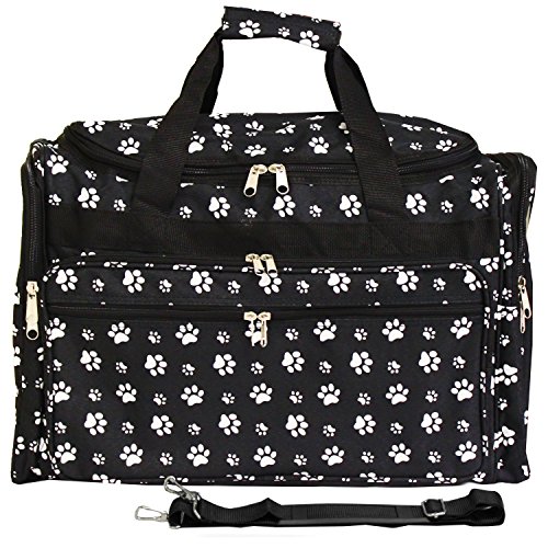 World Traveler 22 Inch Duffle Bag, Black White Paws, One Size