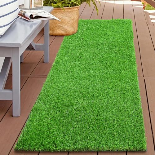 XLX TURF 2FTX6FT Artificial Grass Runner Rug, Realistic Synthetic Fake Grass Carpet Decor Patio, Balcony, Yard, Indoor Outdoor Garden Lawn Lanscaping, Pets Friendly Dog Grass, 1" Pile Height