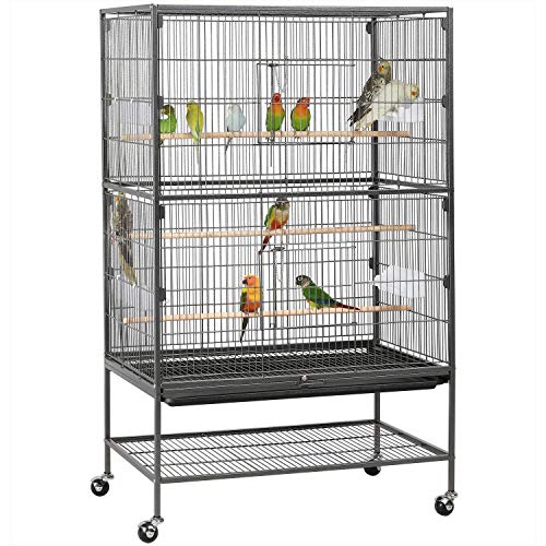 Yaheetech 52-inch Wrought Steel Standing Large Flight King Bird Cage for Cockatiels African Grey Quaker Amazon Sun Parakeets Green Cheek Conures Pigeons Parrot Bird Cage Birdcage with Stand