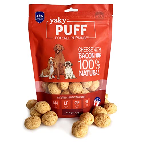 yakyPUFF Himalayan Cheese Treats | Lactose Free | Gluten Free | Grain Free | REAL BACON | USA MADE | For All Breeds | Bacon Flavor Crispy Puffed Treat