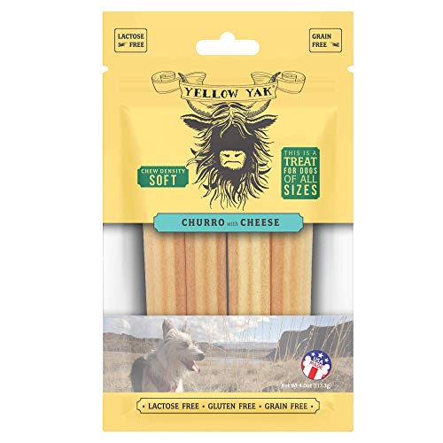 Yellow Yak Churro Chew | USA Made | Lactose - Soy - Grain - Gluten Free | for All Dogs | 4 Churro Chews | Real Cheese Flavor