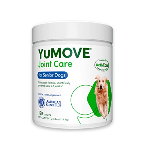 YuMOVE Senior Dog Tablets | Higher Strength Hip and Joint Supplement for Dogs with Glucosamine, Hyaluronic Acid, Green Lipped Mussel | Dogs Aged 8+ | 120 Tablets