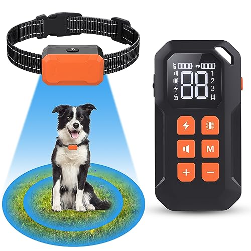 ZZWD Wireless Dog Fence System for Dog, 2 in 1 Electric Dogs Fence with Remote Training Collar, Wireless Pet Containment System, Rechargeable Portable Electric Dog Boundary System for Outdoor